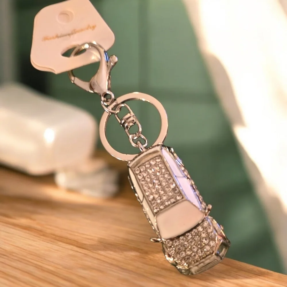 Fashion-Inspired Rhinestone Car Bag Charm / Fashion Keychain